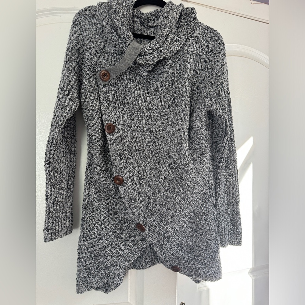 Asvivid Women's XL Asymmetric Pullover Turtle Cowl Neck Sweater